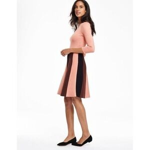 Boden Pink and Brown Striped Midi Dress